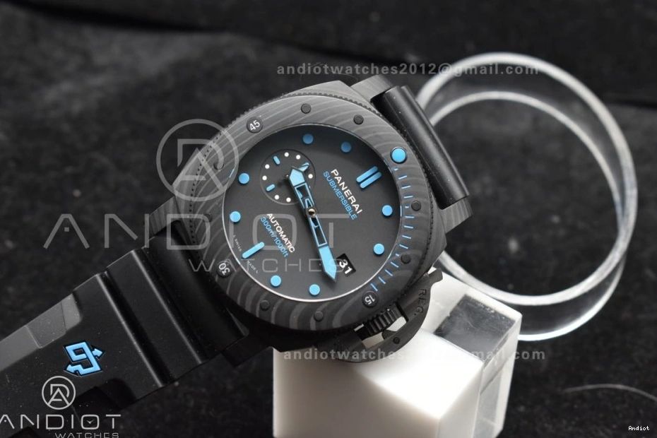 Clone VSF on Markers Blue 47mm Strap PAM1616 Carbotech Best Dial P.9010 Rubber Edition Black 0515